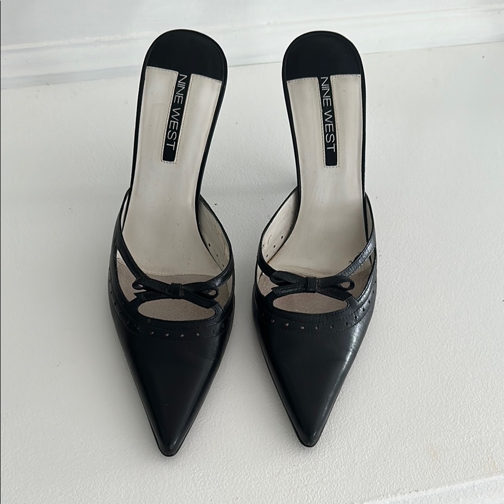 Nine West Black Heel Mules